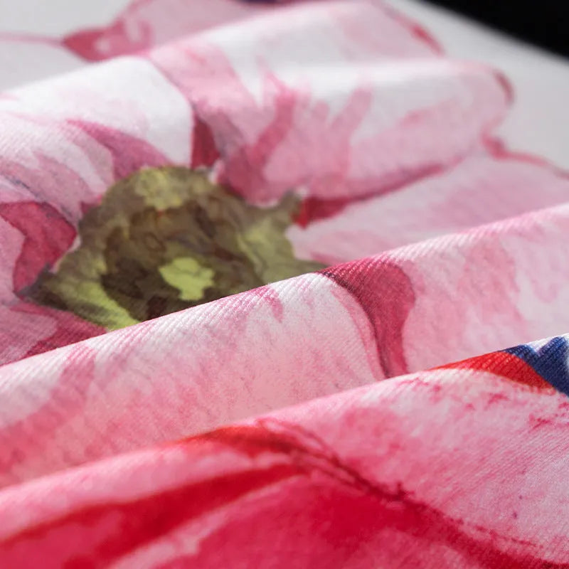 Men's printed ice silk underwear in floral pattern showing mid-waist design