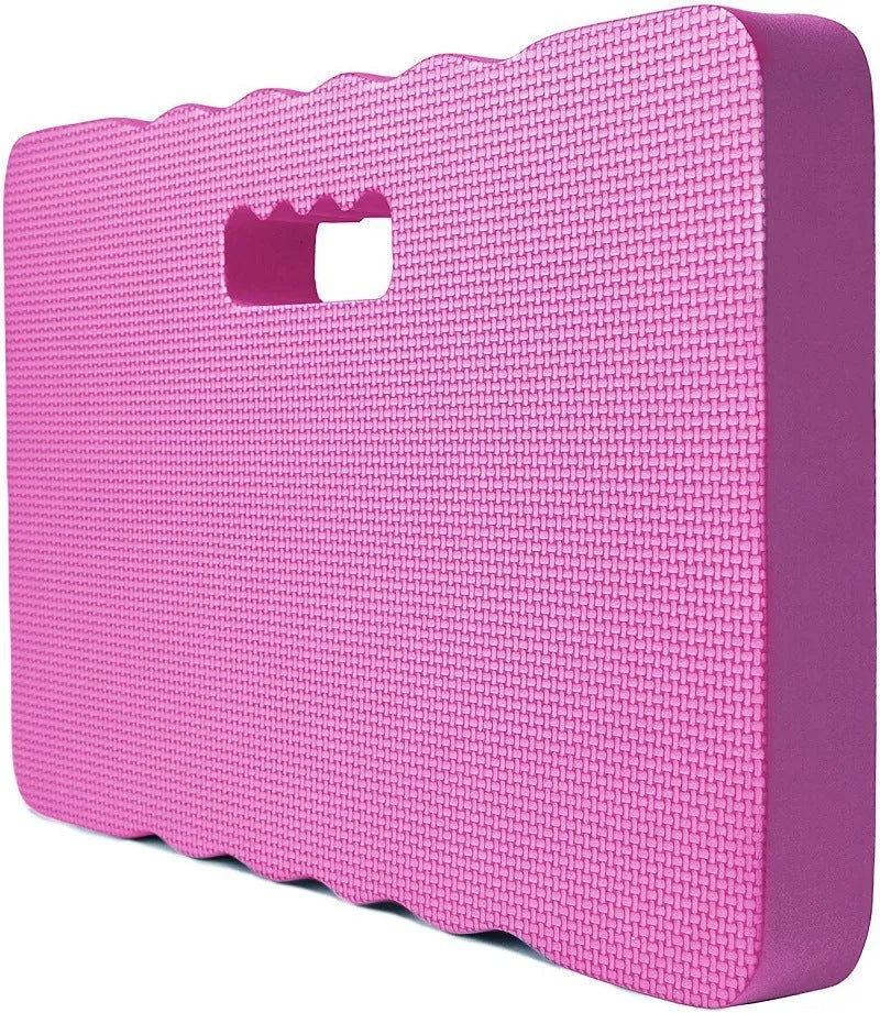 Blue plastic garden kneeler and seat mat with thick foam cushion for outdoor use.