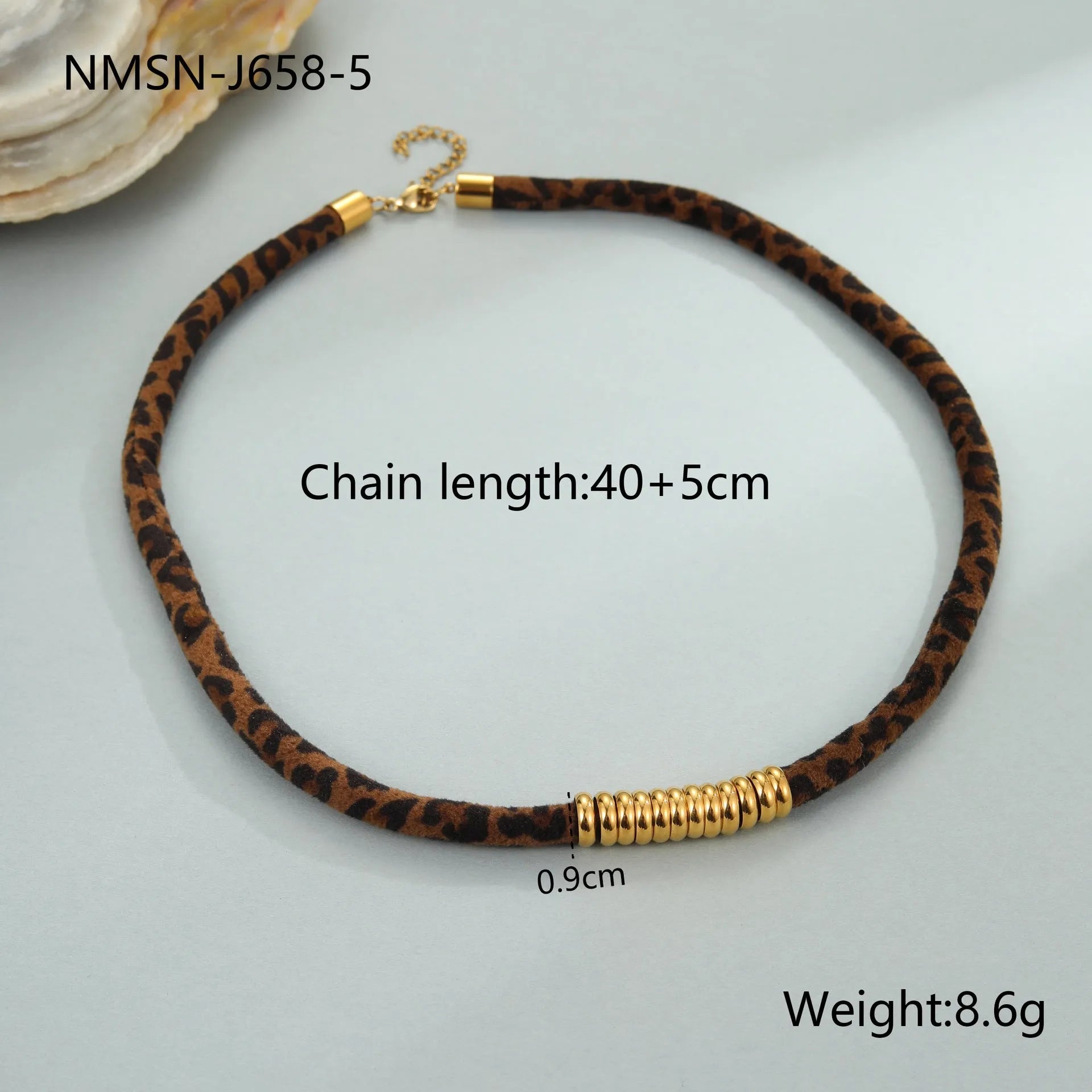 Geometric leopard pendant stainless steel necklace with gold electroplating on adjustable chain