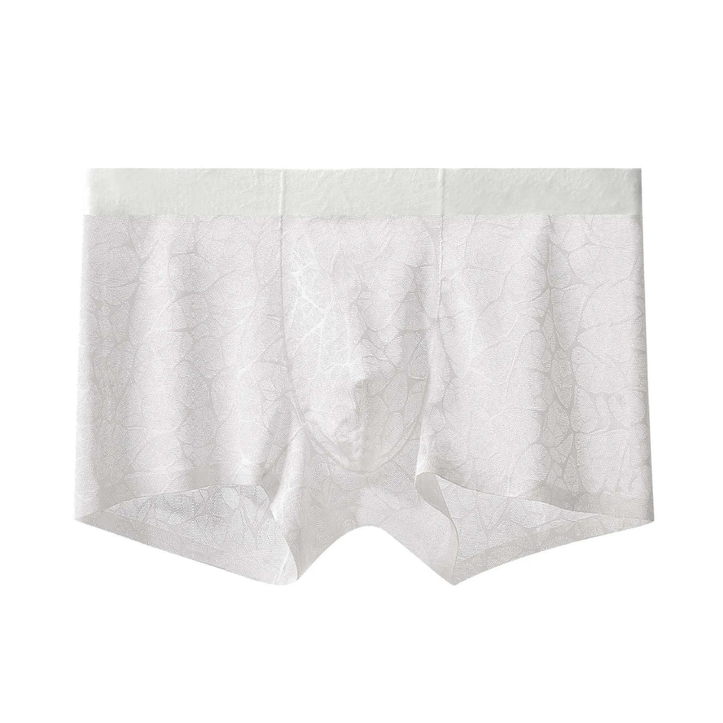Men's leopard jacquard underwear in thin lace fabric showing five colour options