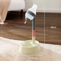 Green pet standing water dispenser with detachable pole and bowl on a stable base.