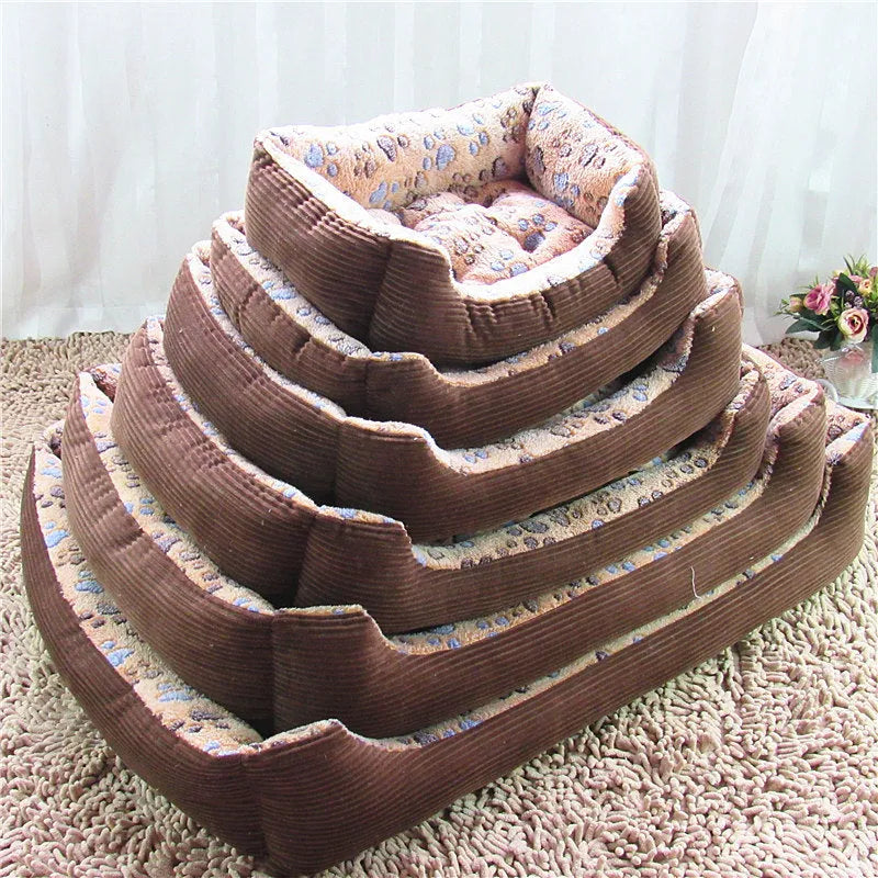 Camel coloured orthopaedic dog bed with 15cm plush foam cushion for small dogs in L size