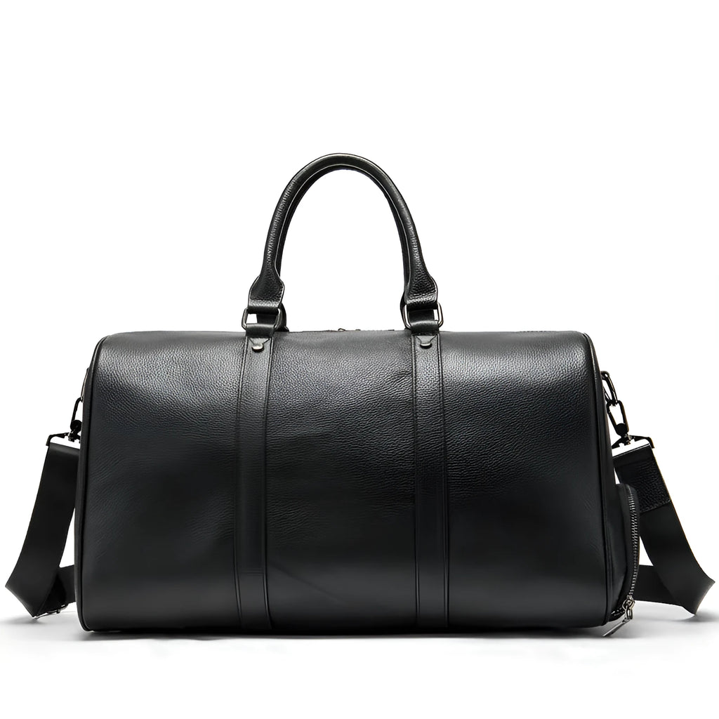 Men's leather excursion bag with shoulder strap in black and coffee colour options