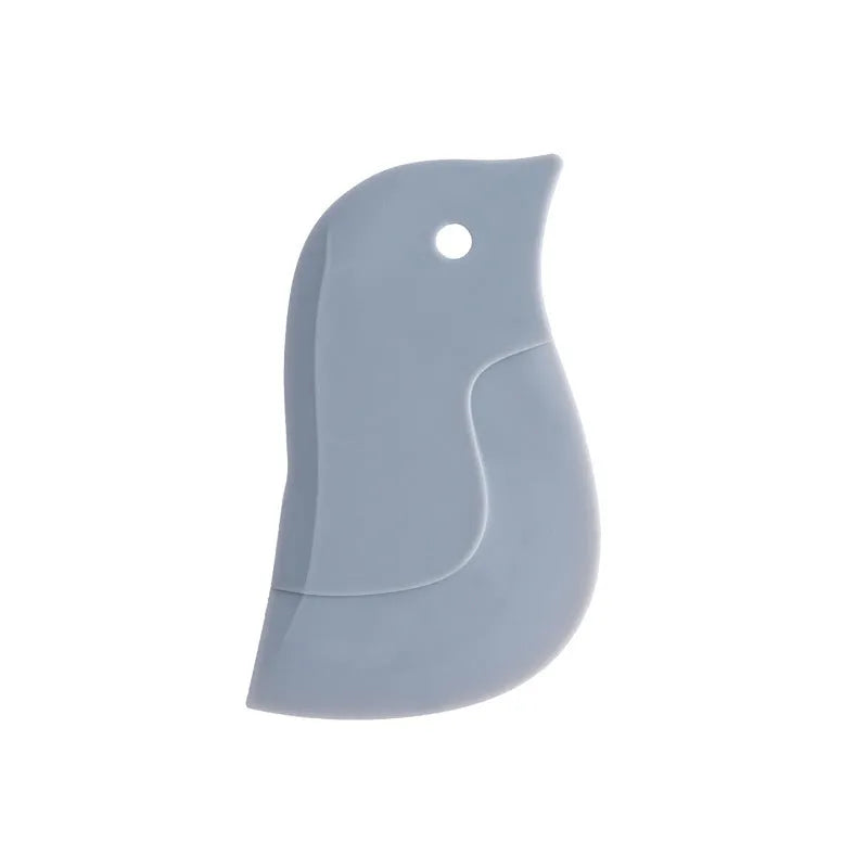 Penguin-shaped soft kitchen scraper for cleaning plates and removing food stains