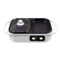 White and green dual-function electric cauldron frying oven with mechanical controls and 1300W power rating