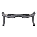 Matt black carbon fibre road bike handlebar with shallow drop, shown from a top-down angle.