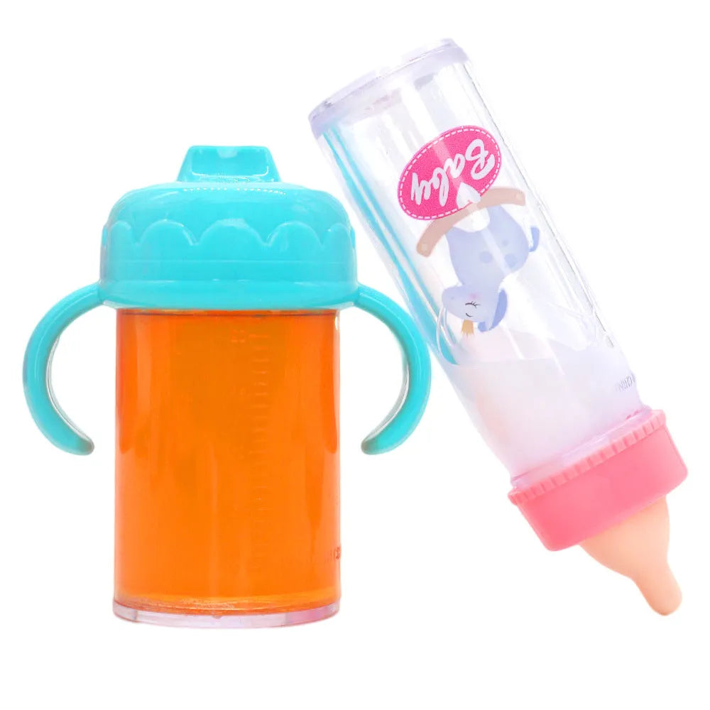 Plastic doll bottle nipple toy accessory set in bear blue combination for 14-18 inch dolls