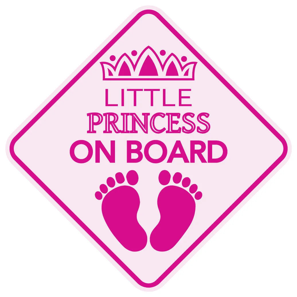 Baby on board reflective car bumper sticker on white background, showing example of baby-themed design.
