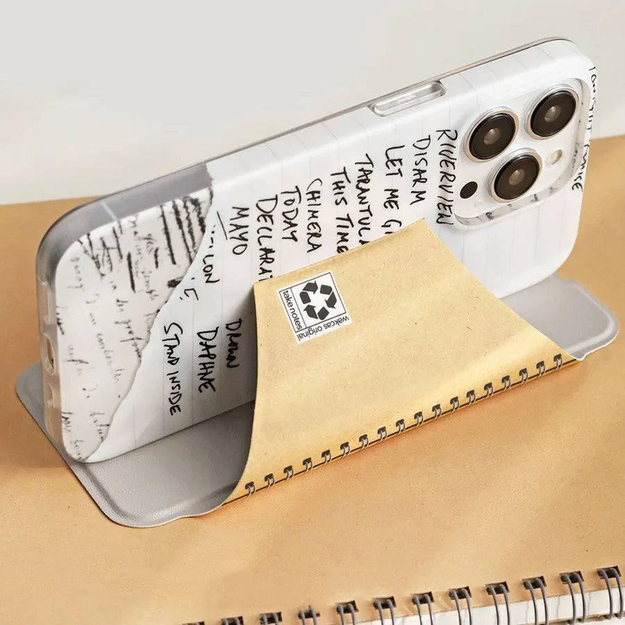 Kraft paper textured TPU flip stand phone case for iPhone 14/13/12/11 series, slim drop protection cover