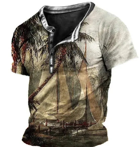 Men's short sleeve sport shirt with simple lapel button in bird eye cloth polyester