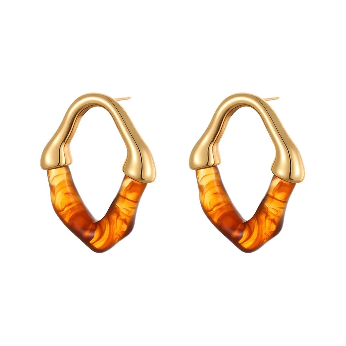 Stainless steel earrings with colour resin stitching and 18K gold plating