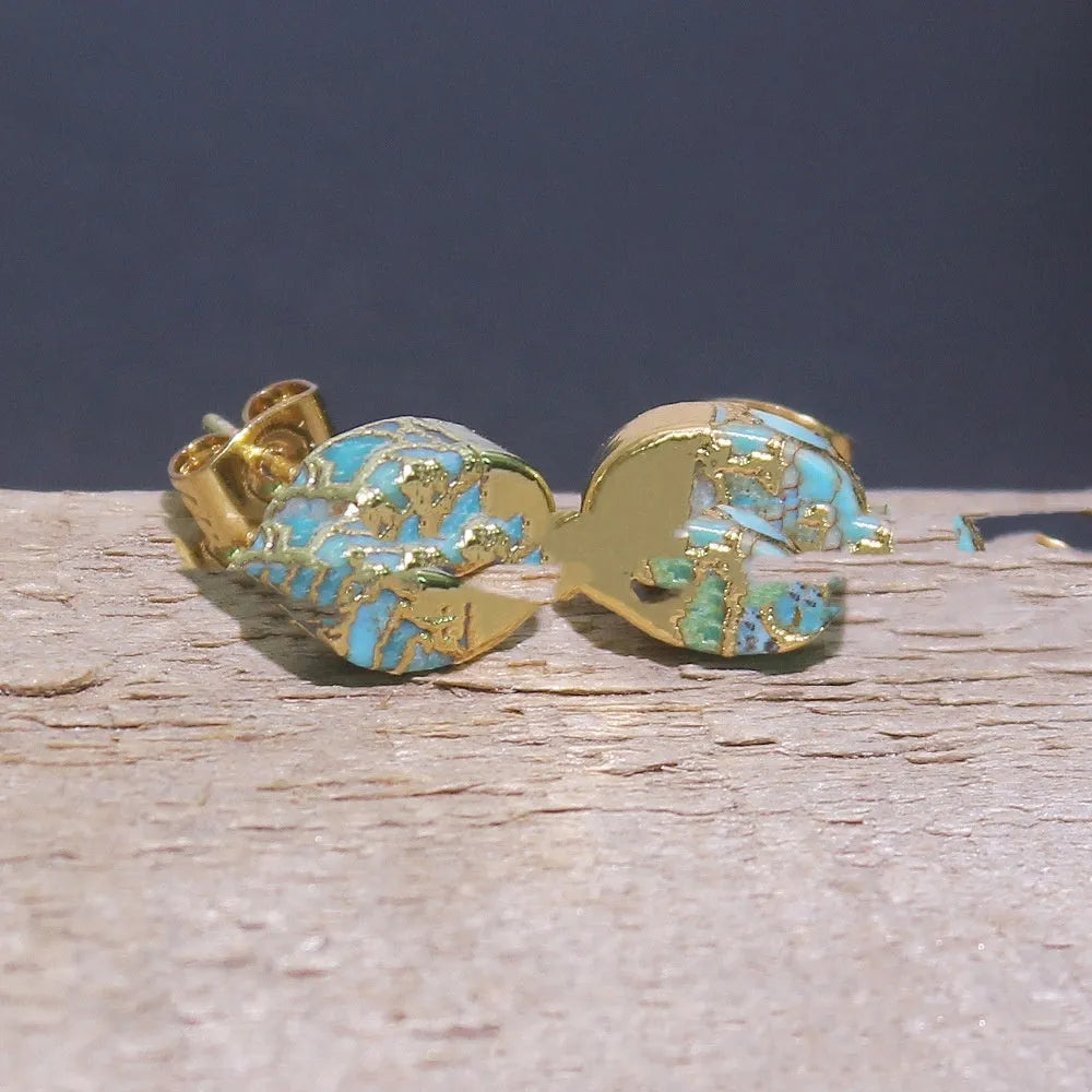 Handcrafted natural stone stud earrings with an irregular shape in colour ER1031.