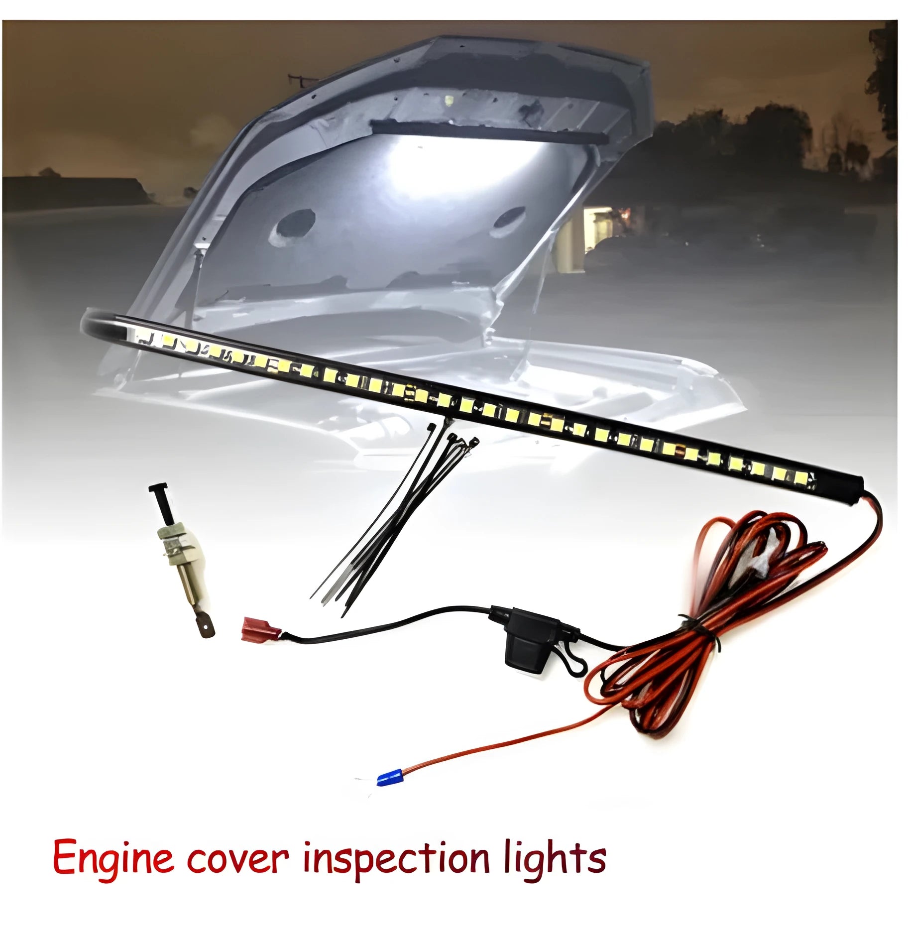 Automatic LED car hood light bar 39cm white 6000K with 21 SMD5050 LEDs and 2-metre cable