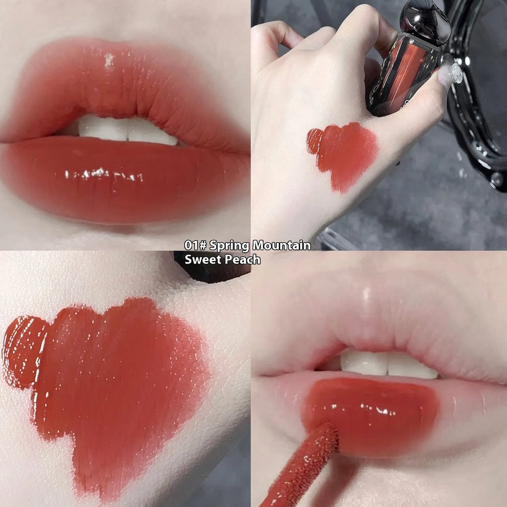 Glacier Lava Lip Lacquer in water-light mirror formula with seven shade options 01-07