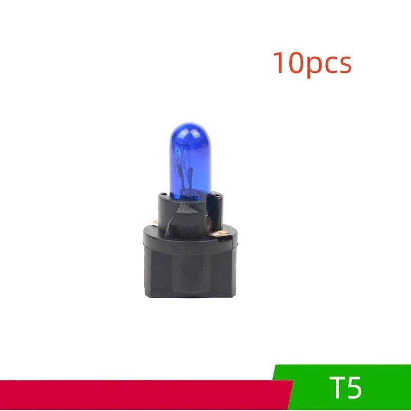 T5 12V 1.2W automotive indicator bulb with quartz glass envelope in multiple colour options.
