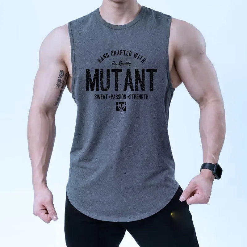Loose fit sleeveless polyester training vest for gym workouts, shown in a colour option.