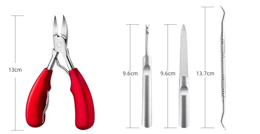 Stainless steel nail clippers with olecranon dead skin scissors in red, black, blue, and wine red colour options