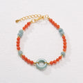 Natural South Red agate bracelet with 4mm round beads and safety buckle clasp