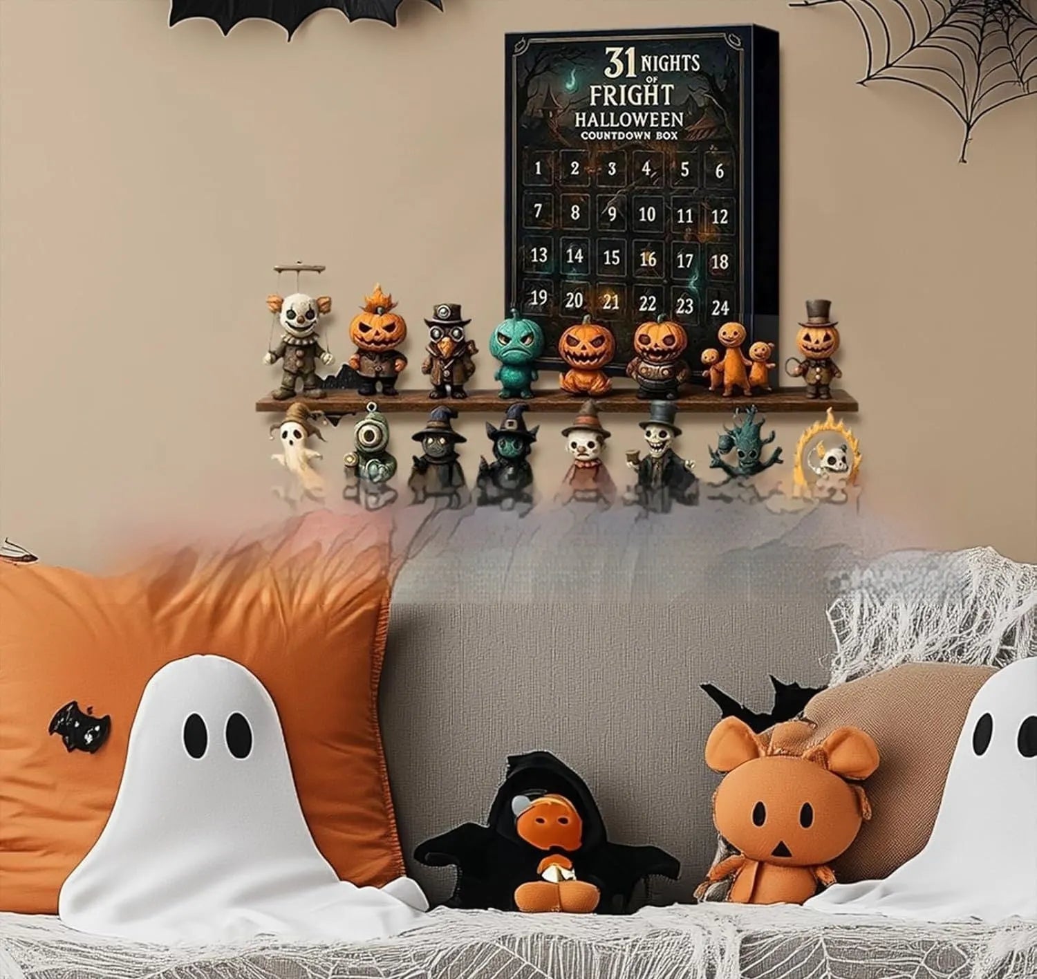 Halloween countdown box advent calendar with horror blind box and resin doll figures