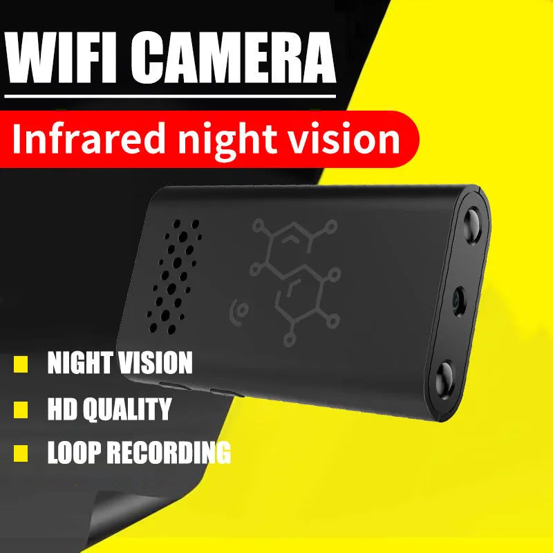 Black smart security camera with WiFi connectivity for baby monitoring and home surveillance