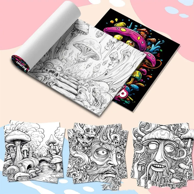 Acid tour coloured painting book showing landscape format with 200mm length measurement