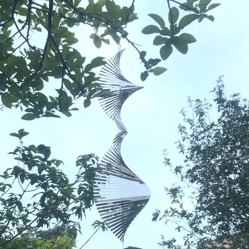 Rotating metal wind runner garden decoration outdoor pendant 12.8x60cm silver and colourful