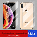Tempered glass screen and rear protector for Apple iPhone models.