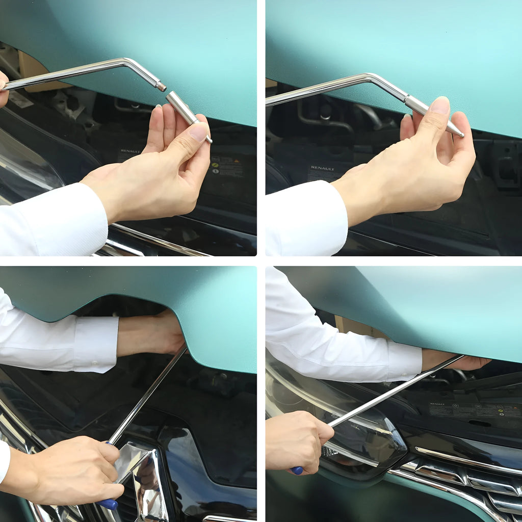 Three alloy steel hook crowbars for car dent repair in a carton pack.