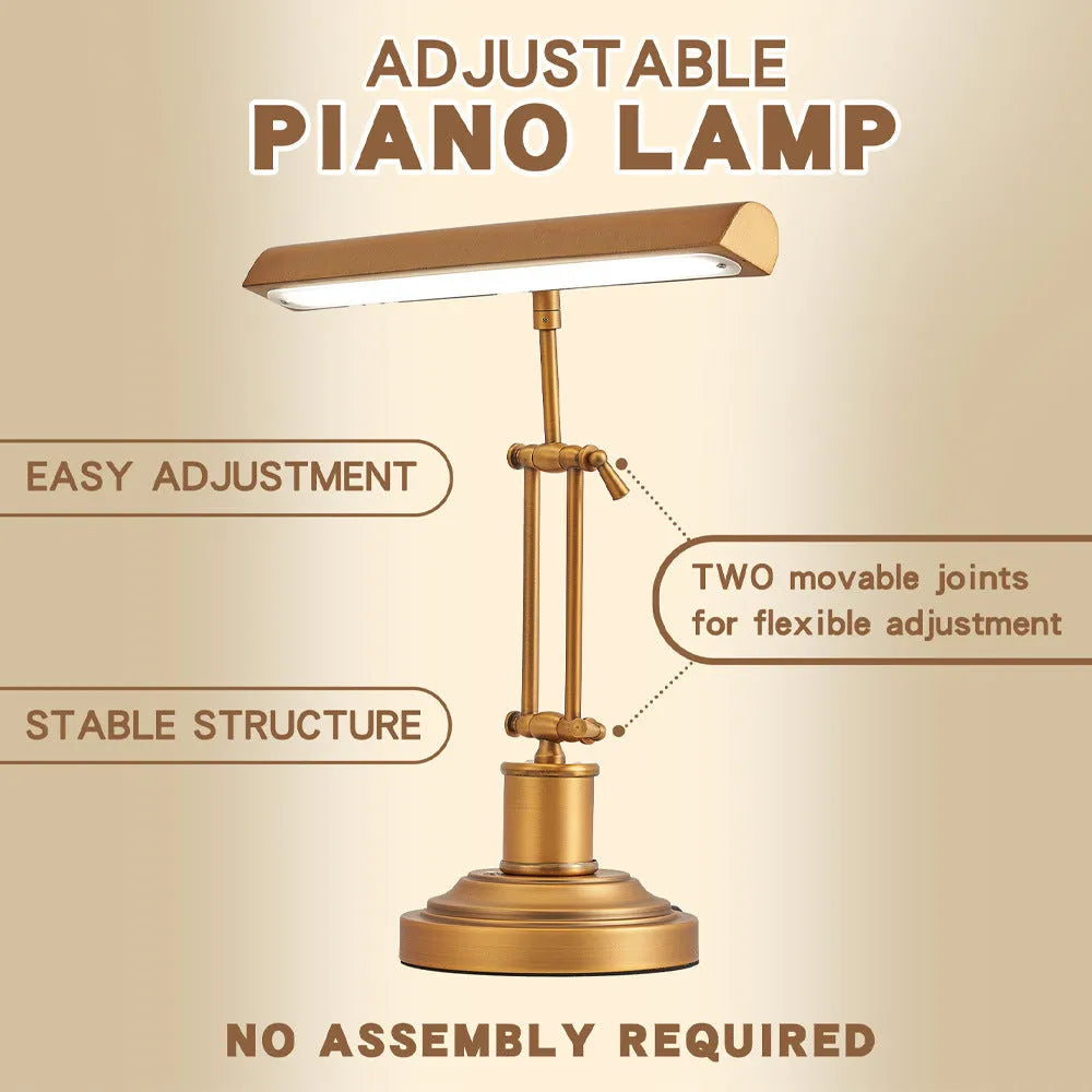 Bronze or nickel metal table lamp with touch dimming and music spectrum for piano practice, 220V socket powered.