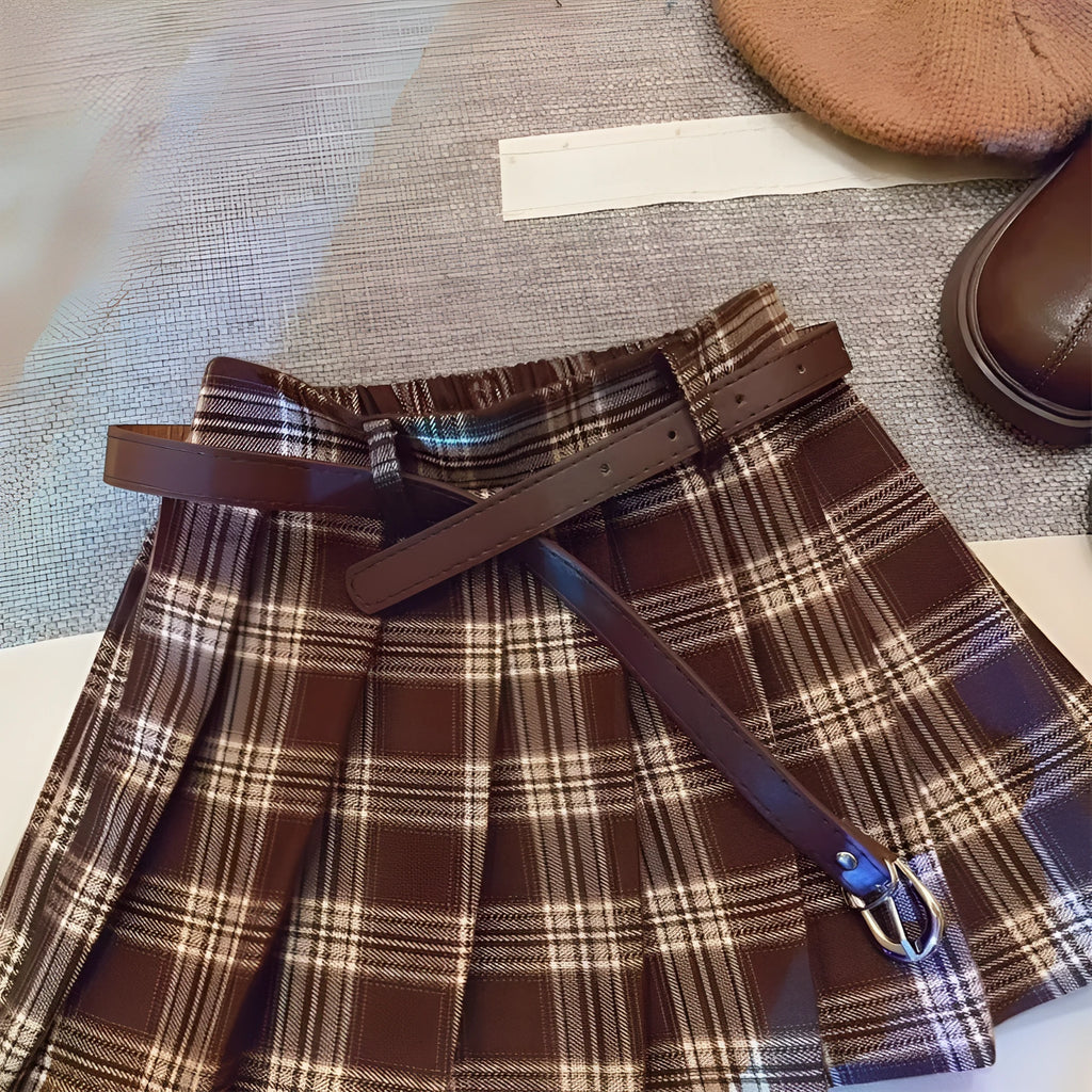 Children's plaid pleated skirt with cotton lining in A-line silhouette for heights 90-140cm