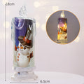 Transparent plastic Christmas electronic candle 18cm with warm light, style option snowman