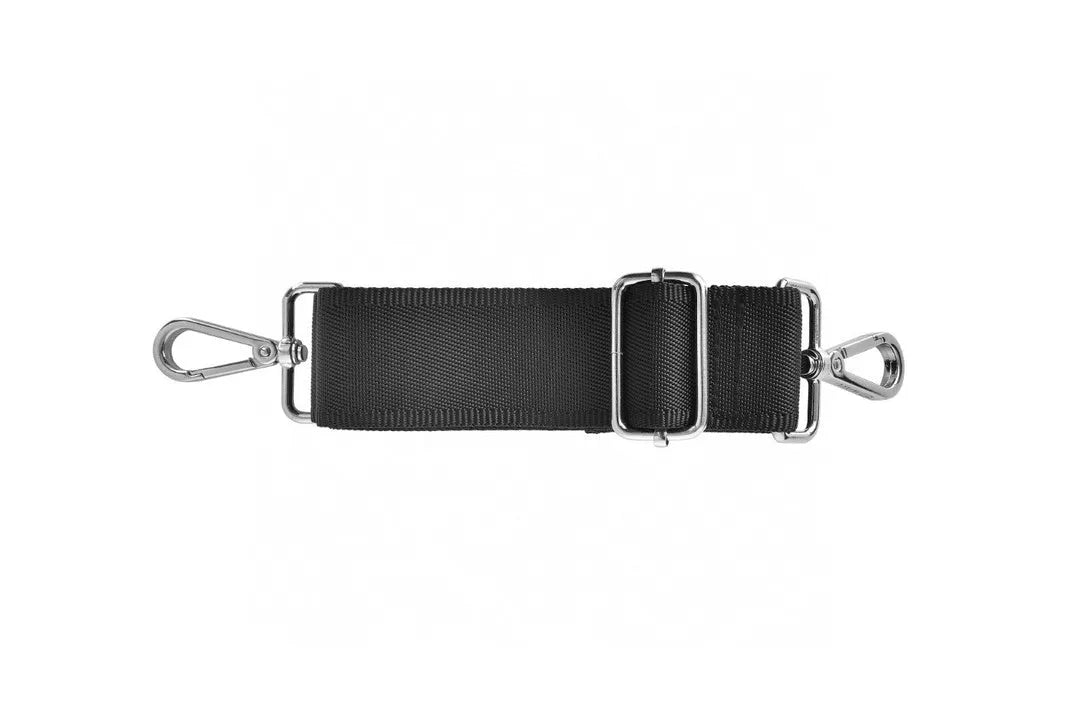 Black Oxford cloth laptop bag showing multiple interior organisational pockets and a security lock.
