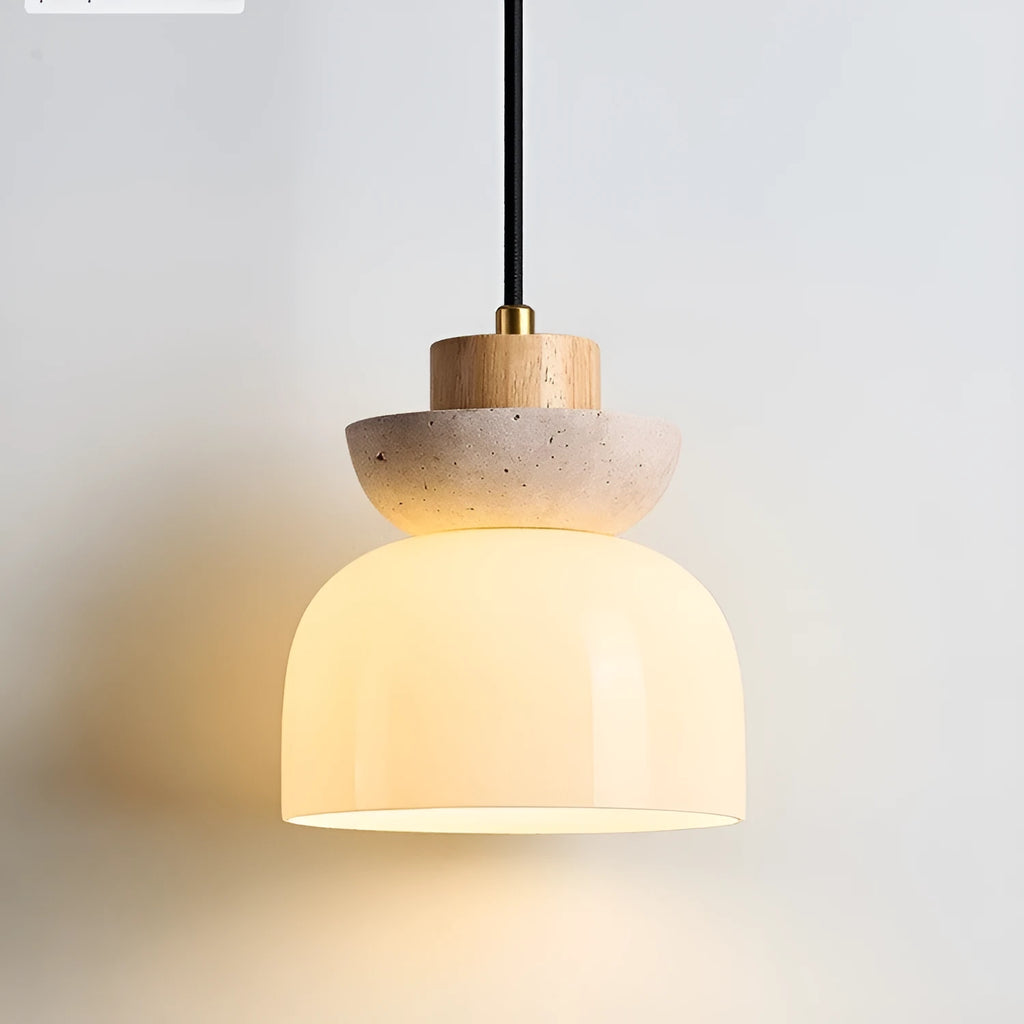 Japanese style log cream droplight with warm bulb, 15x16cm, for bedside or study