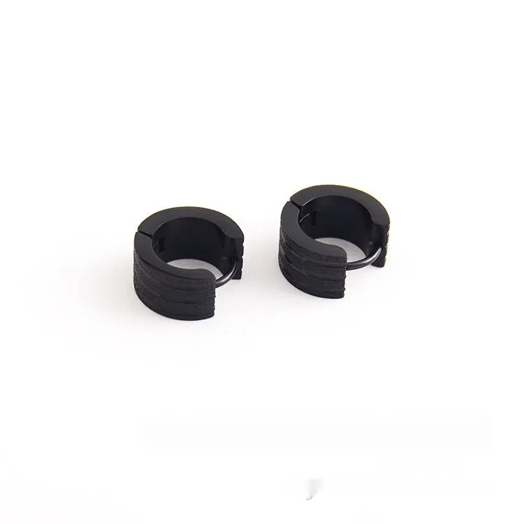 Geometric three-line frosted earrings in Korean style with titanium steel construction