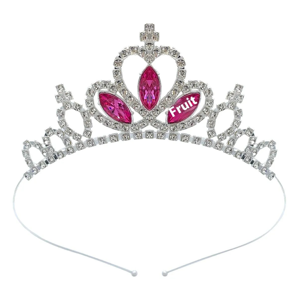 Girl's electroplated alloy princess crown headdress in gold and silver colour variations for birthday parties