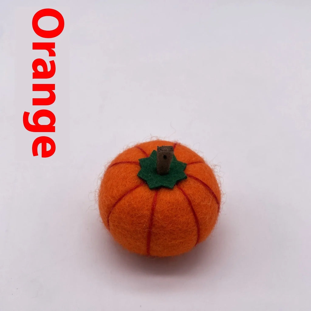 Wool felt pumpkin poke ornaments for doll decoration in seasonal colours