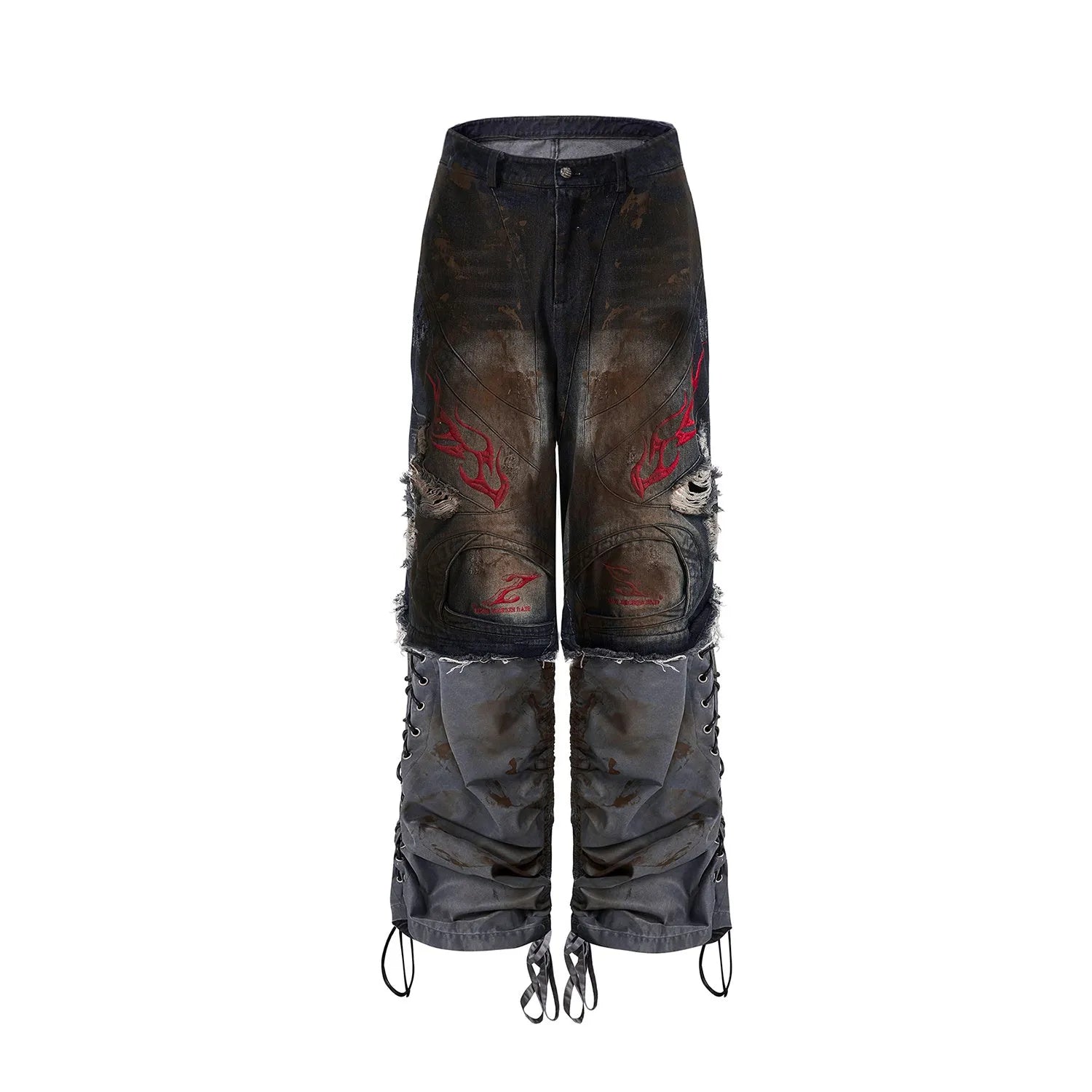 Men's retro jeans with detachable legs in wide-leg loose fit and mid-high waist