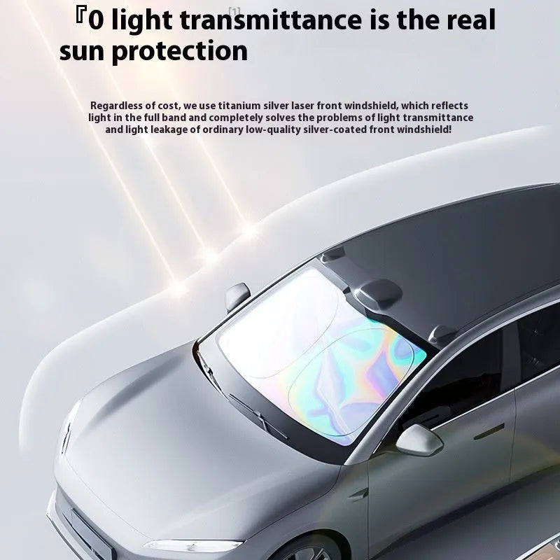 Laser car sunshade front windscreen visor aluminium foil titanium silver 145x80cm with storage bag