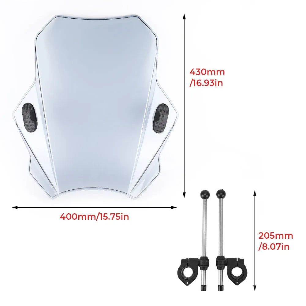 Glass motorcycle windshield for Honda Kawasaki Yamaha Ducati street bike in black 40x40x10cm
