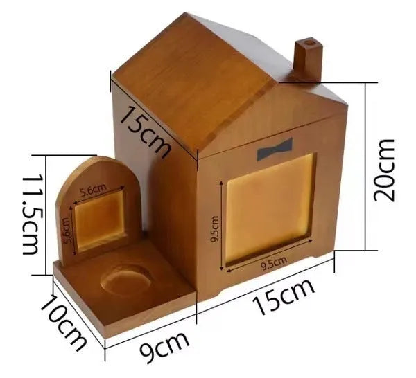 Solid wood pet urn cabin casket in brown or dark brown for pet ashes memorial