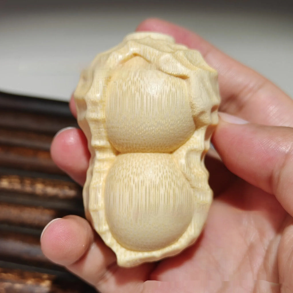Natural bamboo peanut carving ornament with modern simple design