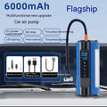 TS01 portable car tyre inflator with digital display, adapter nozzles and USB charging port