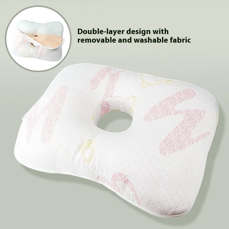 Single hole ear pillow for adults in grey, measuring 39 by 28 centimetres.