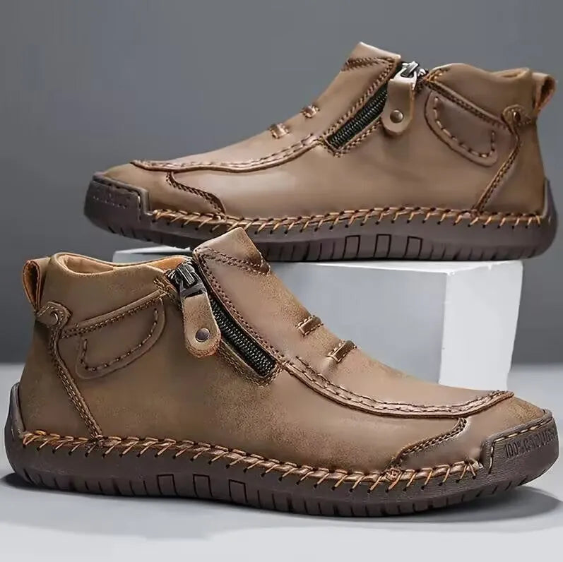 Chelsea plus size men's casual slip-on flat high top shoes artificial PU upper animal pattern sewn line