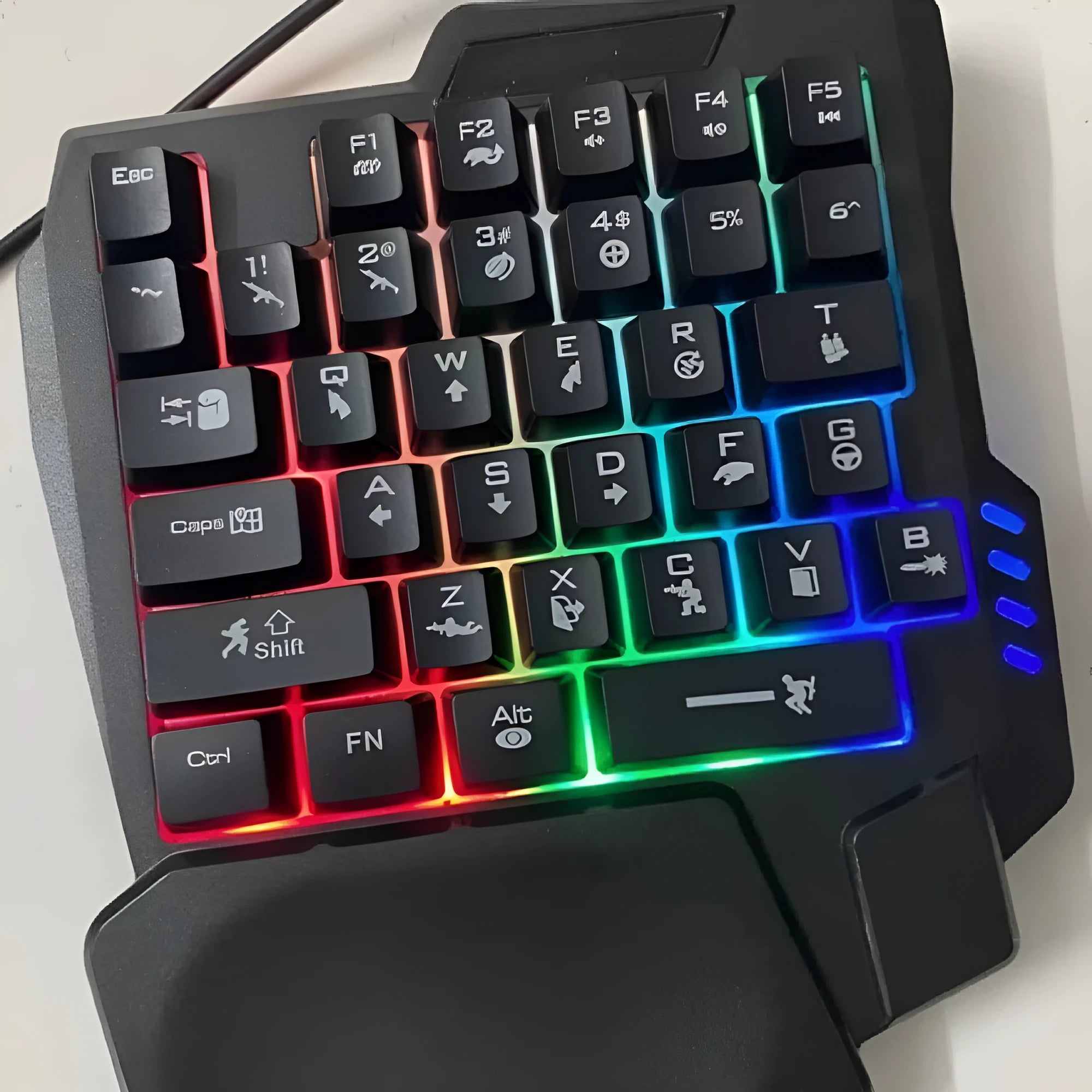 One-handed mechanical keyboard and mouse set with 1.5 metre cable