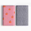 Double-sided cotton velvet pet blanket showing dinosaur and cartoon bear print options in various sizes.