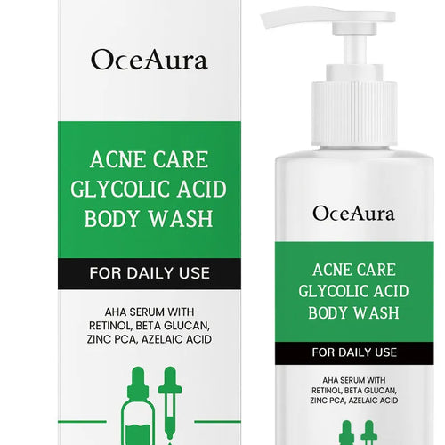 100ml shower gel bottle with glycolic acid and retinol formula for oily skin