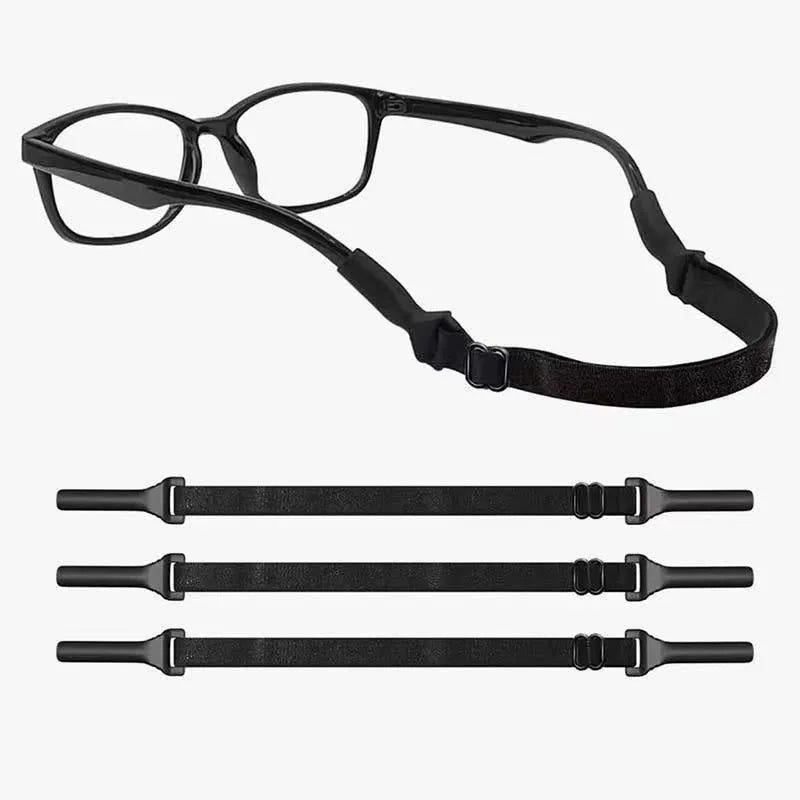Black adjustable glasses anti-skid cord with silicone end fibre rope construction for adult and children's use