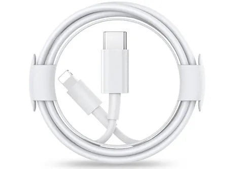 Grey Apple Lightning to USB-A charging cable shown at full length on a white background.
