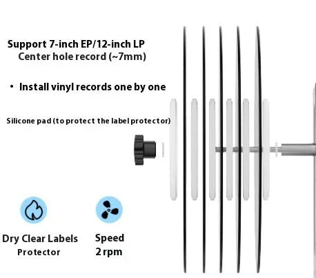 Ultrasonic cleaning machine for records and circuit boards on a workbench